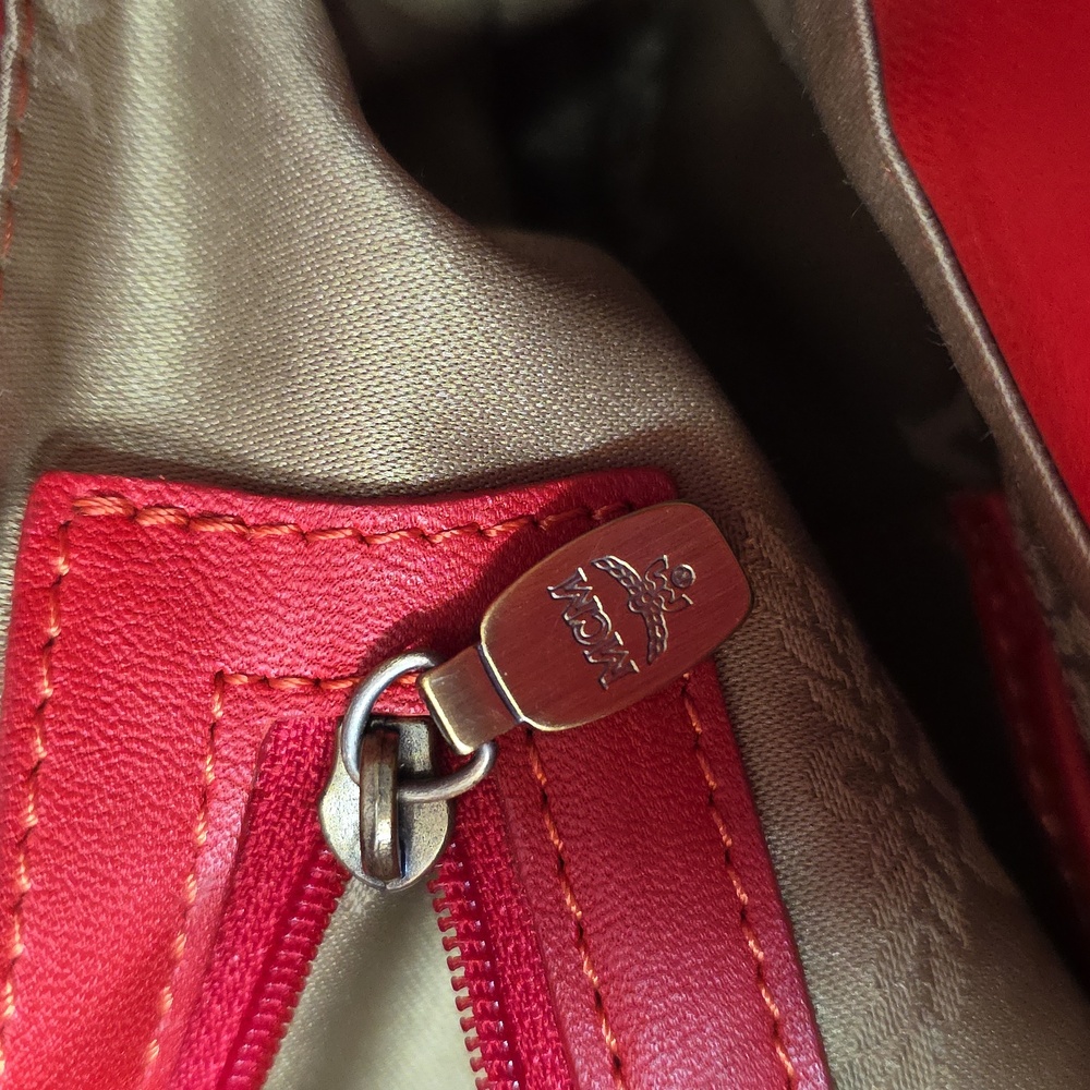 MCM Red Quilted Shoulder Bag EUC - Picture 7 of 10